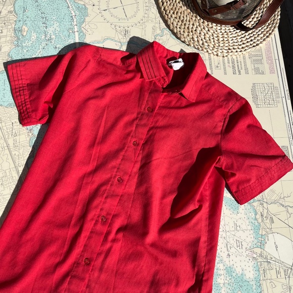 Vintage 70s Elite Pleated Collar Button Up Blouse - Picture 1 of 6